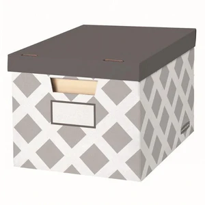 Bankers Box 3-Count Decorative Letter/Legal File Box, Grey, Diamond Design with Grey Lid Bankers Box 3-Count Decorative Letter/Legal File Box, Grey, Diamond Design with Grey Lid