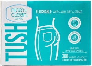 Nice n Clean Flushable Wipes, 5 Packs of 60 Wipes, 300 Wipes Total Nice n Clean Flushable Wipes, 5 Packs of 60 Wipes, 300 Wipes Total