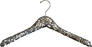International Hanger Curved Silver Sequined Solid Wood Hanger, 360-Degree Swivel Hook, for Shirts, Jackets, Dresses, Bridal - 1 Pack International Hanger Curved Silver Sequined Solid Wood Hanger, 360-Degree Swivel Hook, for Shirts, Jackets, Dresses, Bridal - 1 Pack