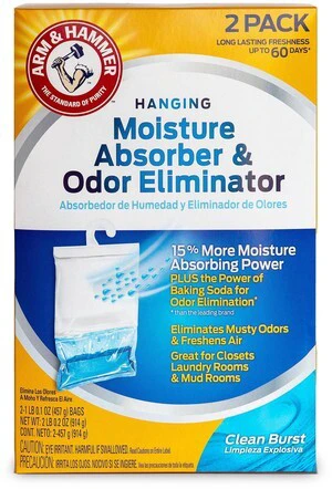 Arm & Hammer Clean Burst Moisture Absorber Hanging Bag, 16 oz, 2-Pack Arm & Hammer Clean Burst Moisture Absorber Hanging Bag, 16 oz, 2-Pack