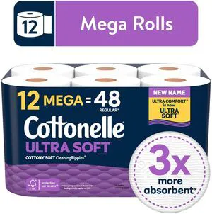 Cottonelle Ultra Soft Toilet Paper, Strong Toilet Tissue, 12 Mega Rolls Cottonelle Ultra Soft Toilet Paper, Strong Toilet Tissue, 12 Mega Rolls