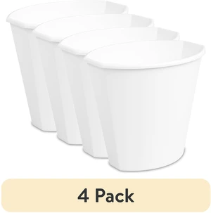 Sterilite Small Bathroom Trash Can, 2.5Gallon, Plastic, No Lid, 4-Pack, White Sterilite Small Bathroom Trash Can, 2.5Gallon, Plastic, No Lid, 4-Pack, White