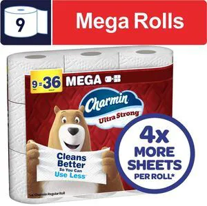 Charmin Ultra Strong Toilet Paper, 9 Mega Rolls, 220 Sheets Per Roll Charmin Ultra Strong Toilet Paper, 9 Mega Rolls, 220 Sheets Per Roll