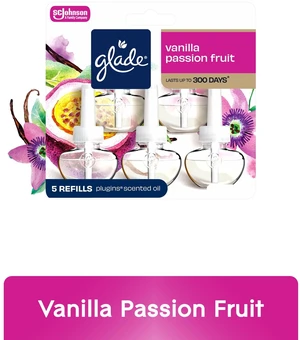 Glade PlugIns Scented Oil 3.35FL OZ 5 Refills Vanilla Passion Fruit Air Freshener Essential Oil Infused Wall Plug In Glade PlugIns Scented Oil 3.35FL OZ 5 Refills Vanilla Passion Fruit Air Freshener Essential Oil Infused Wall Plug In