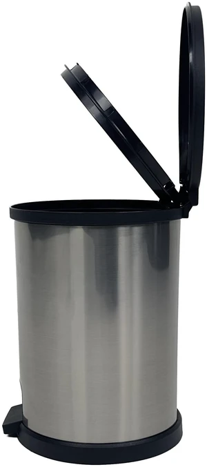 Mainstays 1.5 Gallon Plastic Step Bathroom Trash Can with Lid, Silver Mainstays 1.5 Gallon Plastic Step Bathroom Trash Can with Lid, Silver