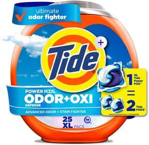 Tide Power PODS Laundry Detergent Pacs with Odor Defense + Oxi, Original Scent, 25 Count Tide Power PODS Laundry Detergent Pacs with Odor Defense + Oxi, Original Scent, 25 Count