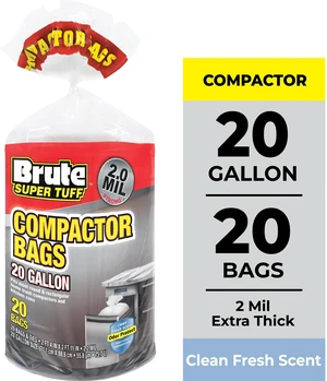 Brute Super Tuff Compactor Trash Bags 20 Gallon 20 Bags (Twist Tie) Brute Super Tuff Compactor Trash Bags 20 Gallon 20 Bags (Twist Tie)