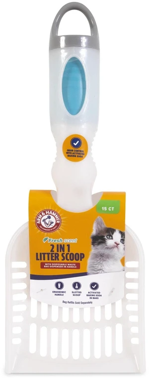 Arm & Hammer Deluxe 2-in-1 Plastic Cat Litter Scoop with Built-In Waste Bag Dispenser in Handle, 15 Fresh Scent Disposable Waste Bags, Assorted Colors Arm & Hammer Deluxe 2-in-1 Plastic Cat Litter Scoop with Built-In Waste Bag Dispenser in Handle, 15 Fresh Scent Disposable Waste Bags, Assorted Colors
