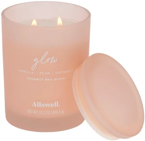 Allswell Glow Scented 2-Wick Spa Jar Candle, Vanilla + Pear + Coconut, 15.2 oz Allswell Glow Scented 2-Wick Spa Jar Candle, Vanilla + Pear + Coconut, 15.2 oz
