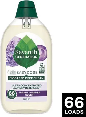 Seventh Generation Easy Dose Concentrated Liquid Laundry Detergent, Lavender, 23 fl oz, 66 Loads Seventh Generation Easy Dose Concentrated Liquid Laundry Detergent, Lavender, 23 fl oz, 66 Loads
