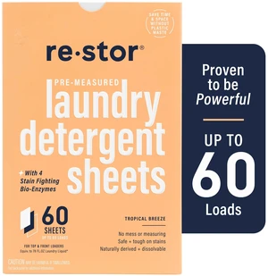 Restor Stain-Fighting Laundry Detergent Sheets, Tropical Breeze, 60Count Restor Stain-Fighting Laundry Detergent Sheets, Tropical Breeze, 60Count