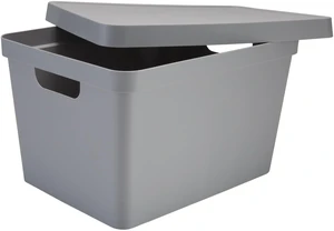 Simplify Vinto Large Storage Box with Lid, Grey Polypropylene Simplify Vinto Large Storage Box with Lid, Grey Polypropylene