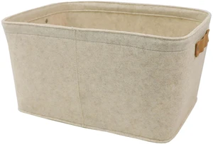 Mainstays Medium Felt Decorative Storage Basket with Faux Leather Handles, 15in x 11.02in x 7.87in, Oatmeal Mainstays Medium Felt Decorative Storage Basket with Faux Leather Handles, 15in x 11.02in x 7.87in, Oatmeal