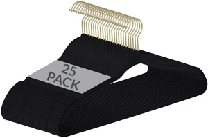Simplify 25-Pack Black Slim Velvet Gold Hook Hangers Simplify 25-Pack Black Slim Velvet Gold Hook Hangers