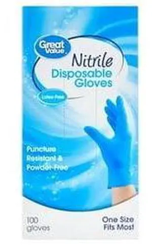 Nitrile Disposable Gloves, Great Value, One Size, 100 Count Nitrile Disposable Gloves, Great Value, One Size, 100 Count