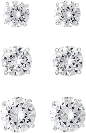 Believe by Brilliance Women's Fine Silver Plated Cubic Zirconia Round Stud Earrings, 3 Pack Believe by Brilliance Women's Fine Silver Plated Cubic Zirconia Round Stud Earrings, 3 Pack