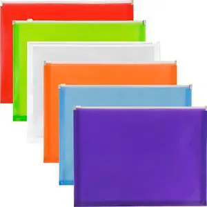 JAM Paper Plastic Zip Envelopes, 9.8 x 13 in, Assorted Colors, 6-Pack JAM Paper Plastic Zip Envelopes, 9.8 x 13 in, Assorted Colors, 6-Pack