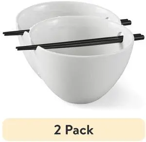 2-Pack Better Homes & Gardens White Porcelain Noodle Bowl with Black Chopsticks 2-Pack Better Homes & Gardens White Porcelain Noodle Bowl with Black Chopsticks