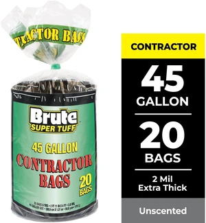 Brute Super Tuff Contractor Trash Bags, 45-Gallon, 20 Count Brute Super Tuff Contractor Trash Bags, 45-Gallon, 20 Count