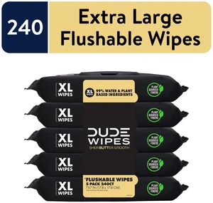 DUDE Flushable Extra Large Shea Butter Smooth Wet Wipes, 240 Count DUDE Flushable Extra Large Shea Butter Smooth Wet Wipes, 240 Count
