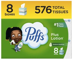 Puffs Plus Lotion Facial Tissue, 8 Cube Boxes, 72 Tissues Per Box Puffs Plus Lotion Facial Tissue, 8 Cube Boxes, 72 Tissues Per Box