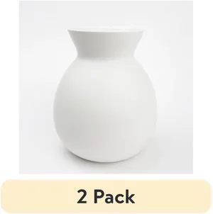 Mainstays Ceramic Tabletop Vase, White, 8in, 2-Pack Mainstays Ceramic Tabletop Vase, White, 8in, 2-Pack