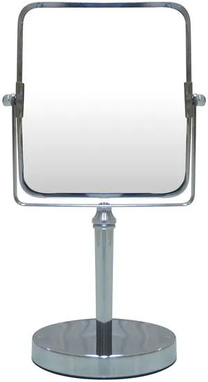 Eden Bath Square Two Sided 5X Chrome Framed Freestanding Makeup / Shaving Mirror Eden Bath Square Two Sided 5X Chrome Framed Freestanding Makeup / Shaving Mirror