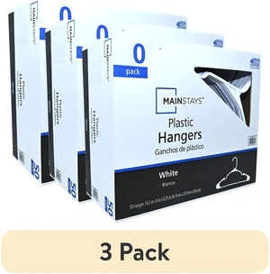 Mainstays Plastic Clothes Hangers 50-Count (3 Pack) White Mainstays Plastic Clothes Hangers 50-Count (3 Pack) White