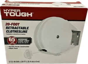 Hyper Tough RC20-HT Retractable Clothesline, 20ft, White, Indoor/Outdoor Mountable Drying Line Hyper Tough RC20-HT Retractable Clothesline, 20ft, White, Indoor/Outdoor Mountable Drying Line