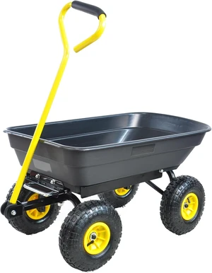 Garden Dump Cart, 55L 220 LBS Heavy Duty 4 Wheel Yard Wagon with Quick Release Tipping Tub & 180° Adjustable Handle Garden Dump Cart, 55L 220 LBS Heavy Duty 4 Wheel Yard Wagon with Quick Release Tipping Tub & 180° Adjustable Handle