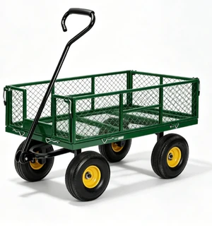 Green Mesh Steel Garden Cart, Heavy Duty 880 LBS 4 Wheel Wagon, 180° Adjustable Handle, Removable Side Panels, 10" Pneumatic All-Terrain Tires for Yard Farm Green Mesh Steel Garden Cart, Heavy Duty 880 LBS 4 Wheel Wagon, 180° Adjustable Handle, Removable Side Panels, 10" Pneumatic All-Terrain Tires for Yard Farm