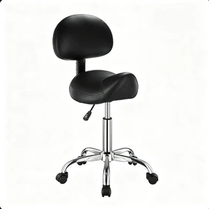 Saddle Stool with Backrest, Height Adjustable Rolling Salon Chair, Swivel PU Leather Ergonomic Stool for Massage Tattoo Lash Spa Saddle Stool with Backrest, Height Adjustable Rolling Salon Chair, Swivel PU Leather Ergonomic Stool for Massage Tattoo Lash Spa
