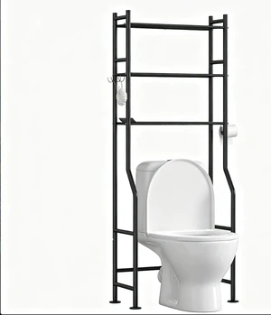 3-Tier Over The Toilet Storage Rack, Freestanding Metal Bathroom Shelf with Toilet Paper Holder & 4 Hooks, Adjustable Anti-Tip Space Saver for Bathroom, Powder Room, Laundry Room 3-Tier Over The Toilet Storage Rack, Freestanding Metal Bathroom Shelf with Toilet Paper Holder & 4 Hooks, Adjustable Anti-Tip Space Saver for Bathroom, Powder Room, Laundry Room