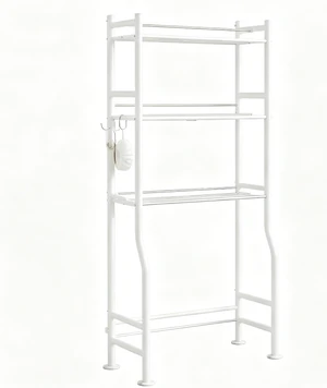 3-Tier Over The Toilet Storage Rack, Freestanding Metal Bathroom Shelf with Toilet Paper Holder & 4 Hooks, Adjustable Anti-Tip Space Saver Organizer for Bathroom, Powder Room, Laundry Room 3-Tier Over The Toilet Storage Rack, Freestanding Metal Bathroom Shelf with Toilet Paper Holder & 4 Hooks, Adjustable Anti-Tip Space Saver Organizer for Bathroom, Powder Room, Laundry Room