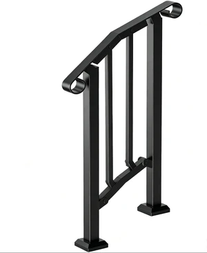 Stair Handrail, Outdoor Indoor Carbon Steel Stair Railing with Complete Installation Kit, 2-3 Steps Adjustable Porch Hand Rail for Concrete, Wood, Tile & Marble Steps, Black Stair Handrail, Outdoor Indoor Carbon Steel Stair Railing with Complete Installation Kit, 2-3 Steps Adjustable Porch Hand Rail for Concrete, Wood, Tile & Marble Steps, Black