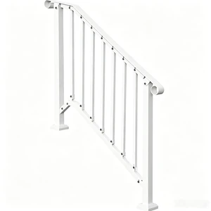 3-4 Steps Stair Handrail, Indoor Outdoor White Carbon Steel Porch Railing, Complete Hand Rail Kit for Concrete & Wood Steps 3-4 Steps Stair Handrail, Indoor Outdoor White Carbon Steel Porch Railing, Complete Hand Rail Kit for Concrete & Wood Steps