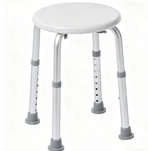 Adjustable Height Round Shower Stool, Aluminum Alloy Non-Slip Bath Seat, 300 lbs Capacity Lightweight Shower Chair for Elderly, Seniors, Pregnant Women, Handicap, Tool-Free Assembly Adjustable Height Round Shower Stool, Aluminum Alloy Non-Slip Bath Seat, 300 lbs Capacity Lightweight Shower Chair for Elderly, Seniors, Pregnant Women, Handicap, Tool-Free Assembly