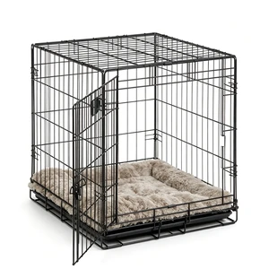 `Folding Wire Dog Crate with Soft Bed, Double Door Metal Pet Kennel with Removable Tray, Portable Dog Cage for Small Medium Dogs, Indoor Use` `Folding Wire Dog Crate with Soft Bed, Double Door Metal Pet Kennel with Removable Tray, Portable Dog Cage for Small Medium Dogs, Indoor Use`