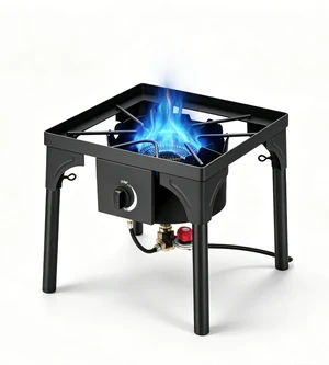 Single Burner Outdoor Propane Camping Stove, Freestanding Gas Cooker with Detachable Legs & Propane Hose Regulator Kit for Backyard, Picnic, Tailgating Single Burner Outdoor Propane Camping Stove, Freestanding Gas Cooker with Detachable Legs & Propane Hose Regulator Kit for Backyard, Picnic, Tailgating