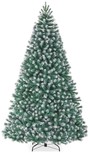 6ft Artificial Flocked Christmas Tree, Snow Covered Christmas Tree with 798 Branch Tips, Hinged PVC Branches & Metal Stand, Indoor Holiday Decoration 6ft Artificial Flocked Christmas Tree, Snow Covered Christmas Tree with 798 Branch Tips, Hinged PVC Branches & Metal Stand, Indoor Holiday Decoration