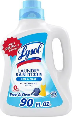 Laundry Sanitizer Additive, Free & Clear, Free from Fragrance and Dyes, 0% Bleach Laundry Sanitizer, Bacteria-causing Laundry Odor Eliminator, Unscented, 90 Fl Oz (Pack of 1) - Package May Vary Laundry Sanitizer Additive, Free & Clear, Free from Fragrance and Dyes, 0% Bleach Laundry Sanitizer, Bacteria-causing Laundry Odor Eliminator, Unscented, 90 Fl Oz (Pack of 1) - Package May Vary