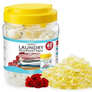 60 Pack Laundry Detergent Pods- 5-in-1 Stain Remover Laundry Soap Pods- Ultra Concentrated,Dissolvable Detergent Pods Bulk for Washing Machines,Rose Scent 60 Pack Laundry Detergent Pods- 5-in-1 Stain Remover Laundry Soap Pods- Ultra Concentrated,Dissolvable Detergent Pods Bulk for Washing Machines,Rose Scent