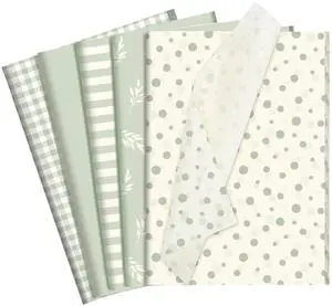 120 Sheets Sage Green Tissue Paper for Gift Bags 20 x 14 Inch | 17gsm Decorative Tissue Paper Bulk with Gingham Botanical for Flower Wrapping Baby Shower Boho Wedding DIY Crafts, 5 Designs 120 Sheets Sage Green Tissue Paper for Gift Bags 20 x 14 Inch | 17gsm Decorative Tissue Paper Bulk with Gingham Botanical for Flower Wrapping Baby Shower Boho Wedding DIY Crafts, 5 Designs