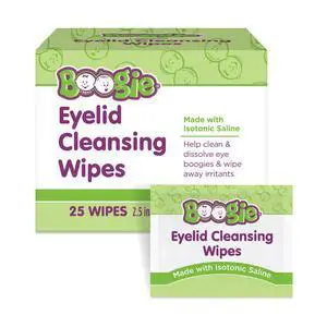 Boogie Eyelid Cleansing Wipes for Babies, Kids, and Adults - 25 Count | Individually Wrapped Wet Wipes for Travel - Made with Natural Saline - Baby Essentials Boogie Eyelid Cleansing Wipes for Babies, Kids, and Adults - 25 Count | Individually Wrapped Wet Wipes for Travel - Made with Natural Saline - Baby Essentials
