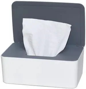 Diaper Wipes Dispenser, Tissue Storage Box Case (Gray-White) | Refillable Baby Wipe Container, Keeps Wipes Clean, Wet Wipe Dispenser Holder with Lid for Home, Office, Cars Diaper Wipes Dispenser, Tissue Storage Box Case (Gray-White) | Refillable Baby Wipe Container, Keeps Wipes Clean, Wet Wipe Dispenser Holder with Lid for Home, Office, Cars