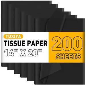 200 PCS Black Tissue Paper Bulk,14"X20" Tissue Paper for Gift Bags | Black Tissue Paper for Packaging Filler Art Crafts DIY Birthday Wedding Halloween Christmas 200 PCS Black Tissue Paper Bulk,14"X20" Tissue Paper for Gift Bags | Black Tissue Paper for Packaging Filler Art Crafts DIY Birthday Wedding Halloween Christmas