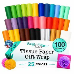 Tissue Paper for Gift Bags Bulk - 100 Assorted Color Wrapping Sheets 14x20 | Birthday, Wedding & Party Decor, Flower Bouquets, Christmas & Holiday, Crafts, Decoupage, Packaging Fill, Variety Pack Tissue Paper for Gift Bags Bulk - 100 Assorted Color Wrapping Sheets 14x20 | Birthday, Wedding & Party Decor, Flower Bouquets, Christmas & Holiday, Crafts, Decoupage, Packaging Fill, Variety Pack