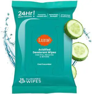 Acidified Deodorant Wipes - 24 Hour Odor Control - Aluminum Free, Baking Soda Free, Skin Loving - Flushable - 15 Count (Cool Cucumber) Acidified Deodorant Wipes - 24 Hour Odor Control - Aluminum Free, Baking Soda Free, Skin Loving - Flushable - 15 Count (Cool Cucumber)