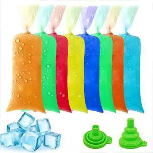 120Pcs Ice Pop Bags with Silicone Funnel, 3x10 Inch Disposable Ice Cream Mold Bags for Bolis, Yogurt and Homemade Popsicles 120Pcs Ice Pop Bags with Silicone Funnel, 3x10 Inch Disposable Ice Cream Mold Bags for Bolis, Yogurt and Homemade Popsicles