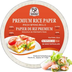 Rice Paper, 1 Pack 34 Sheets, Spring Roll Wrappers & Dumplings | Gluten Free, Wonton Wrappers, Vegan, Low Carb, Vietnamese Rice Wraps (Round, 22cm) Rice Paper, 1 Pack 34 Sheets, Spring Roll Wrappers & Dumplings | Gluten Free, Wonton Wrappers, Vegan, Low Carb, Vietnamese Rice Wraps (Round, 22cm)